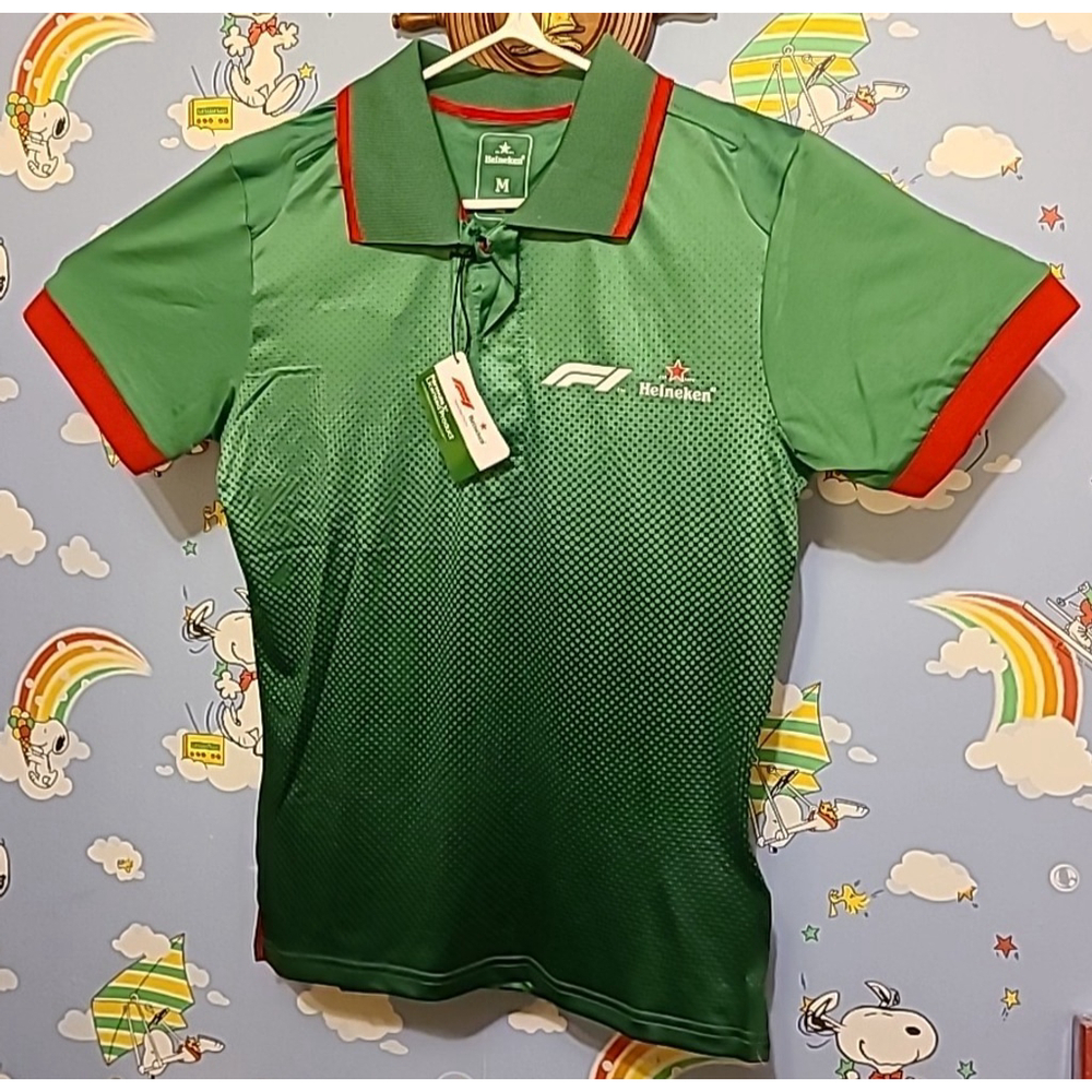 Formula 1 F1 Heineken Licensed Green Poly Performance Polo Womens M New With Tag